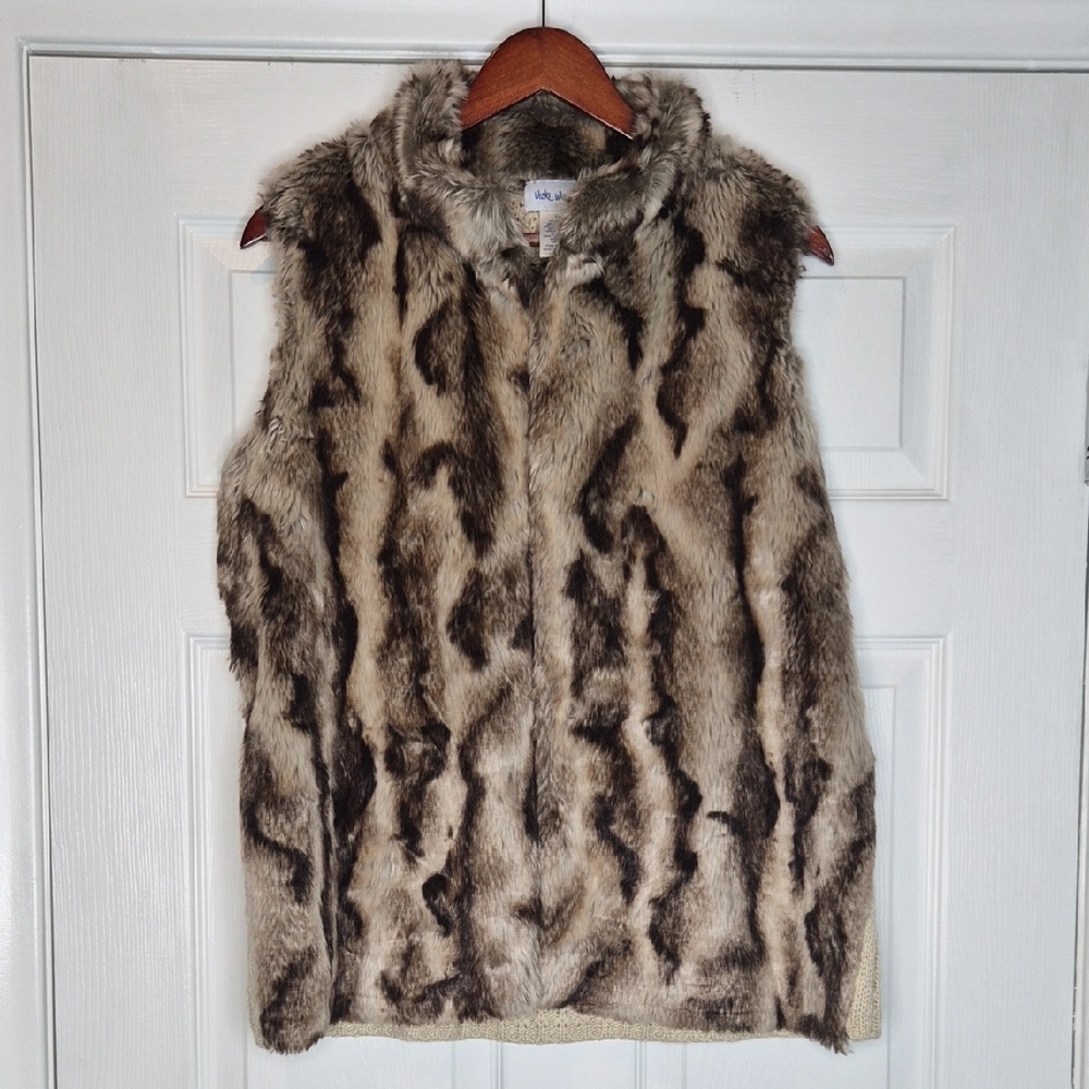 Faux Fur Vest in Brown and Cream